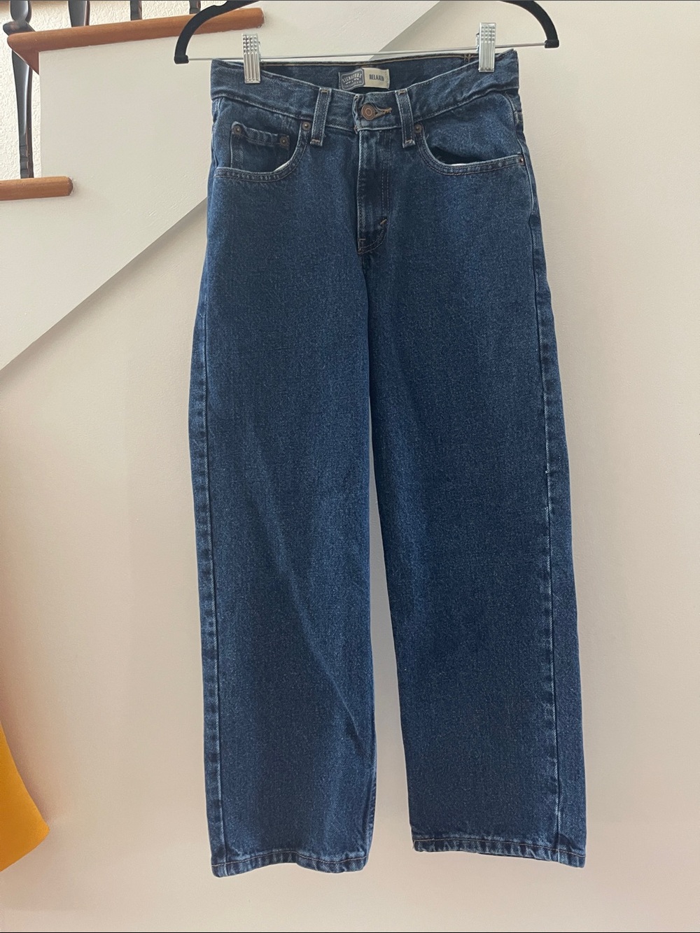 Signature by Levi Boy’s Relaxed Straight-Leg Jeans in Dark Blue Denim EUC Sz 12
